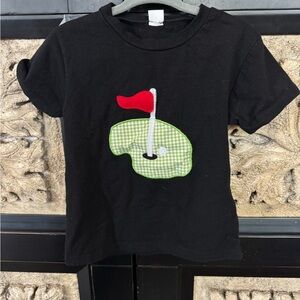 Kids Golf Applique Tee with Red Flag and Green Patch embroidered T-Shirt
